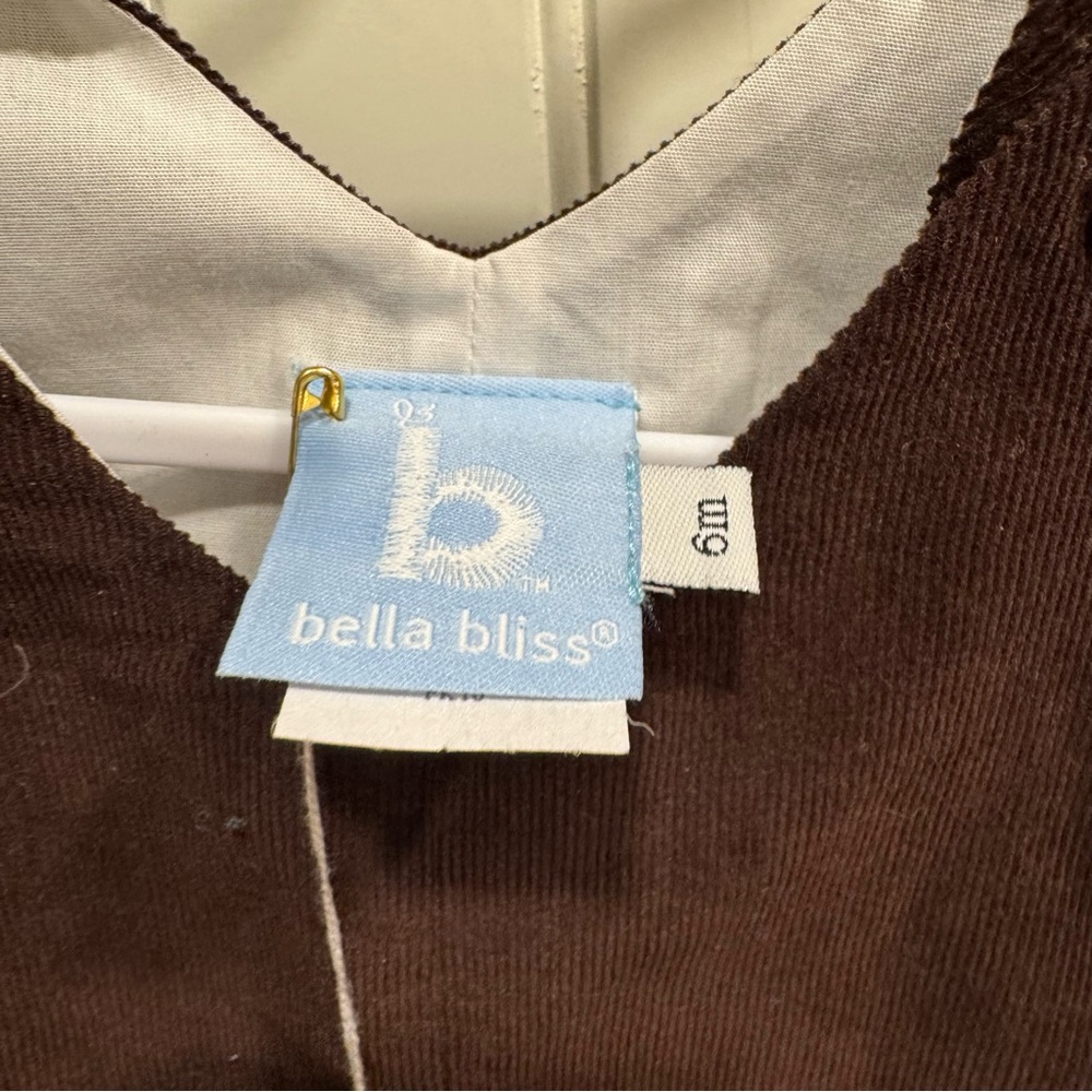 bella bliss Chocolate Brown Corduroy Shortalls - 6 month - Button Tab John John - Picture 2 of 4